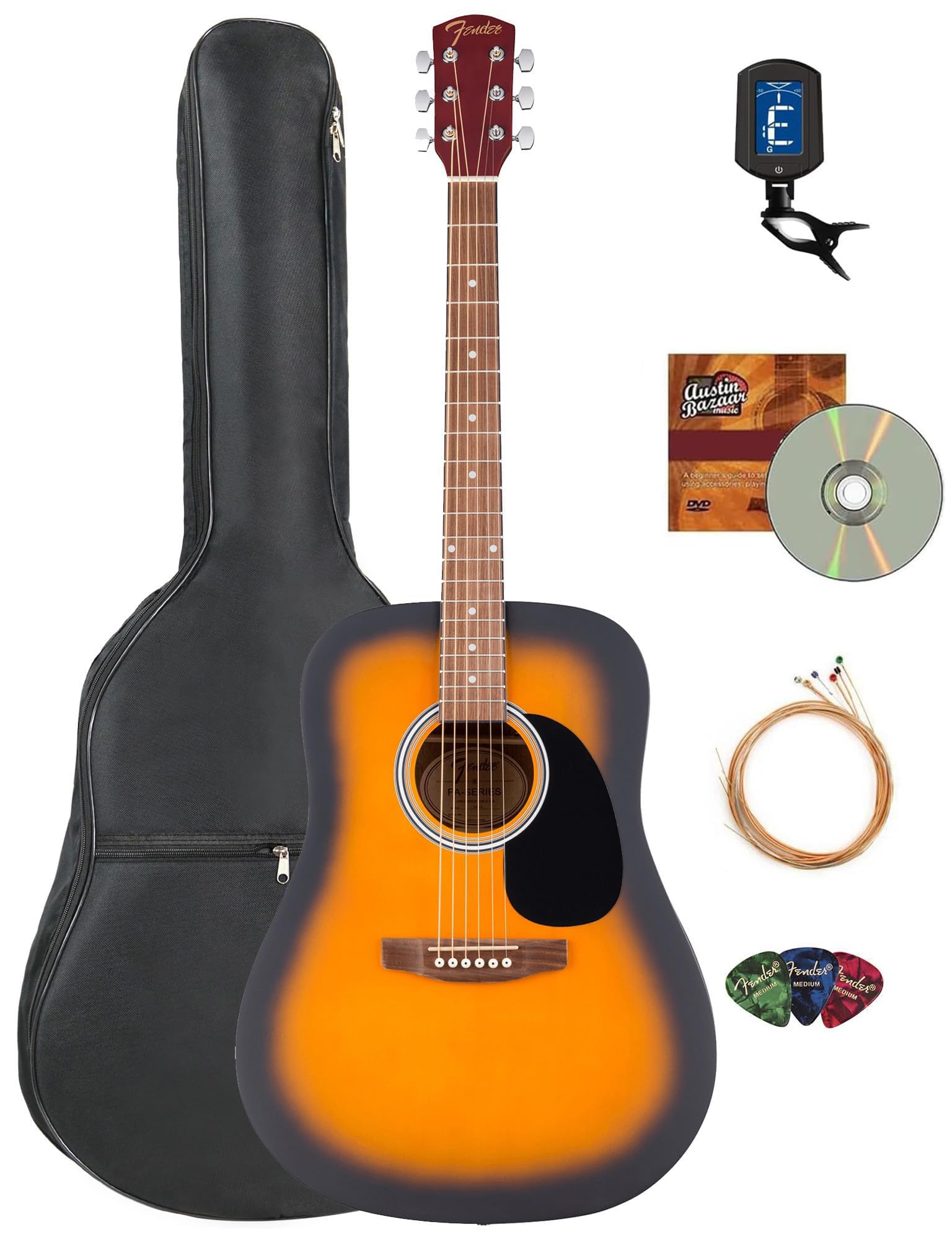 アコースティックギター サンバースト ドレッドノート Amazon | Fender Dreadnought アコースティックギター - サン